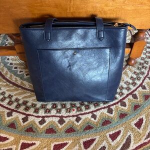 Classic Black Tote Bag with Front Pocket